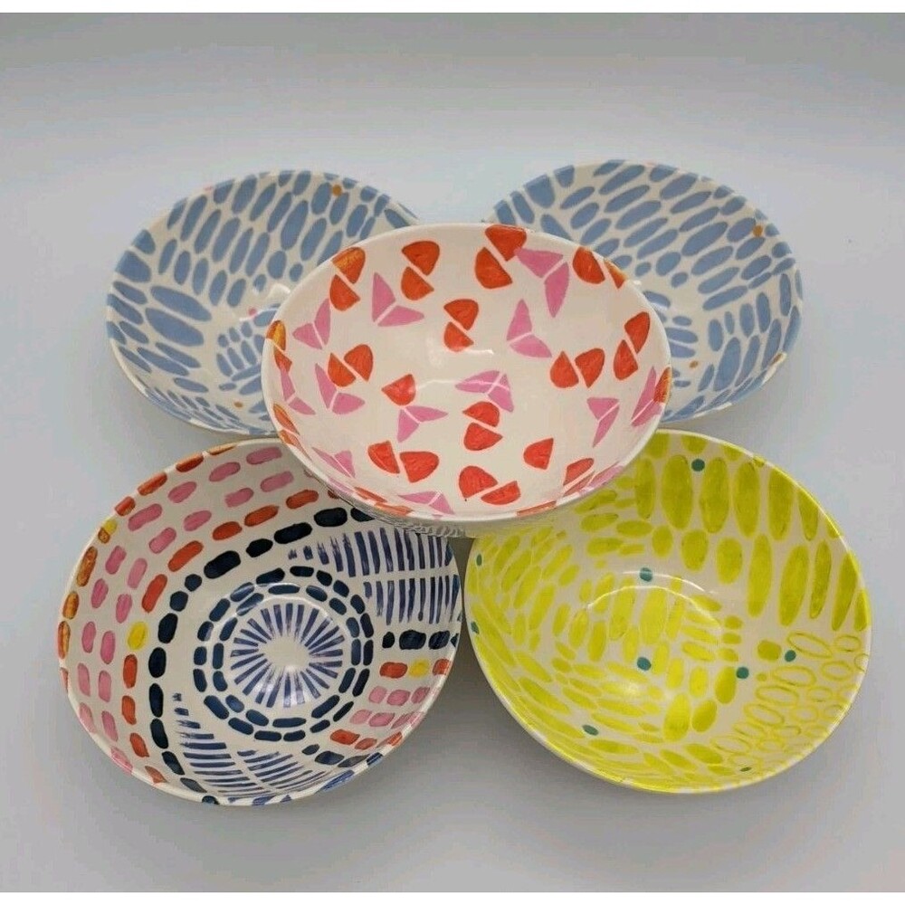 180 Degree Melamine Cereal Bowls Abstract Set Of 5